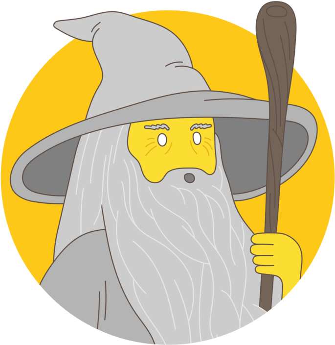 Cartoon Gandalfwith Staff PNG Image