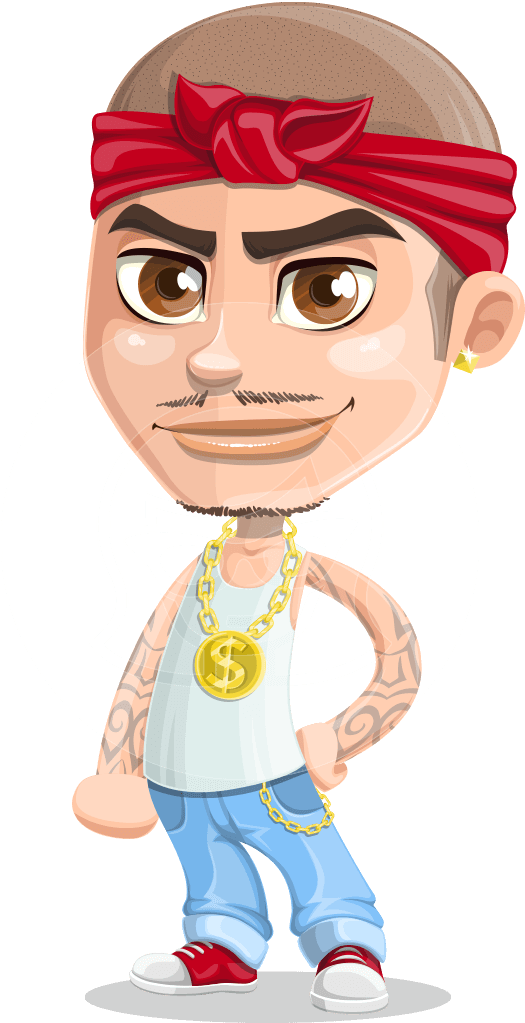 Cartoon Gangster Standing Pose PNG Image