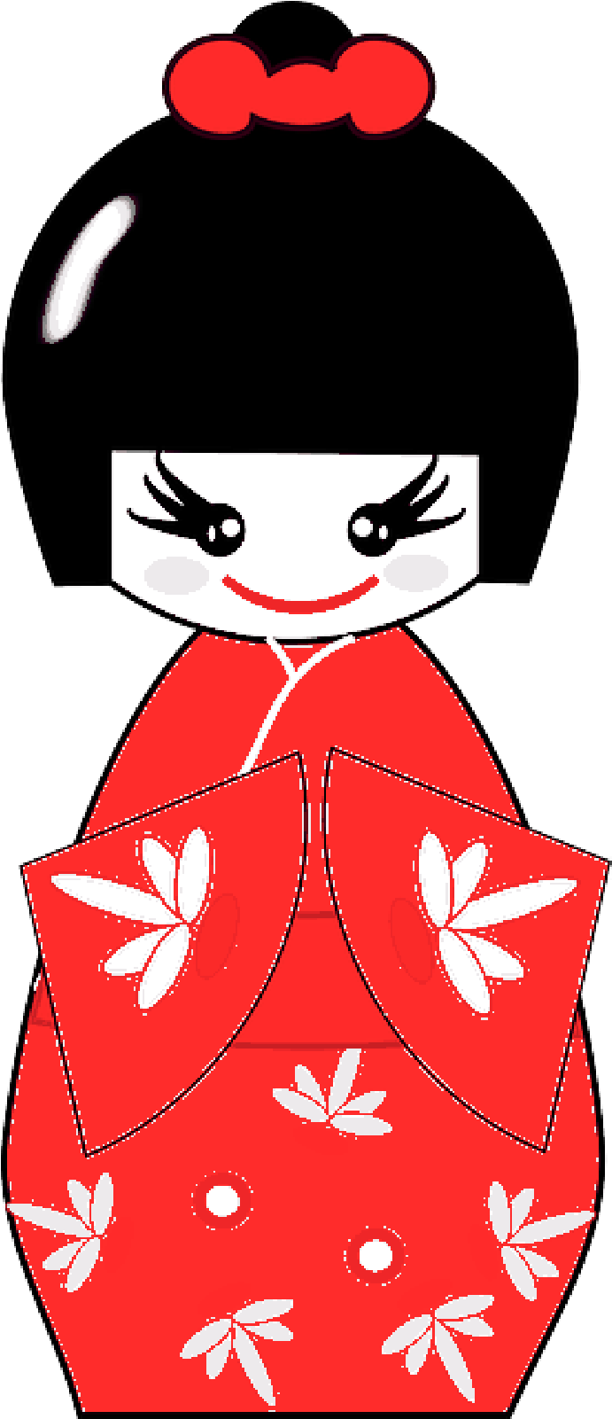 Cartoon Geishain Red Kimono PNG Image