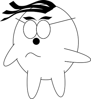 Cartoon Ghost Expression Blackand White PNG Image