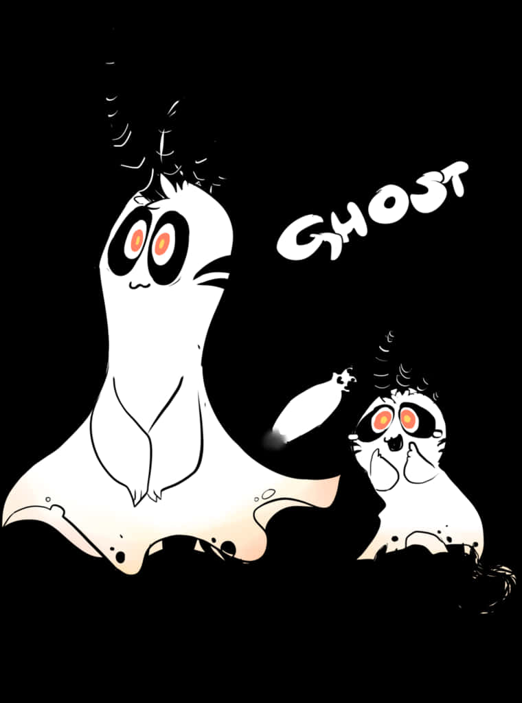 Cartoon Ghosts Surprised Expression PNG Image