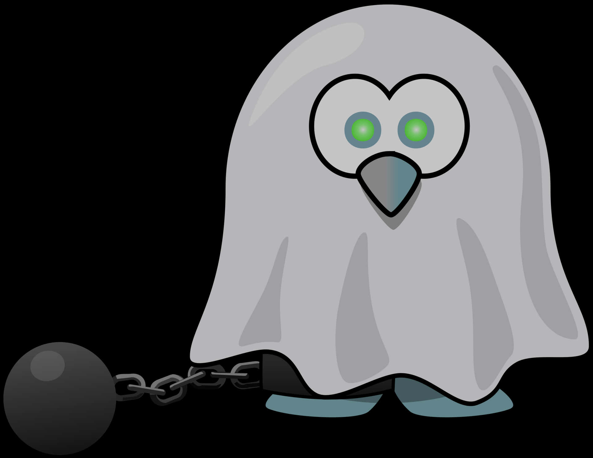 Cartoon Ghostwith Balland Chain PNG Image