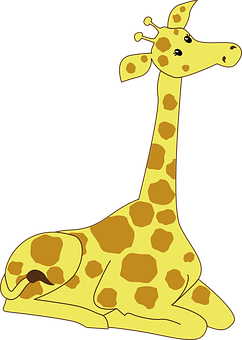 Cartoon Giraffe Sitting Down.png PNG Image