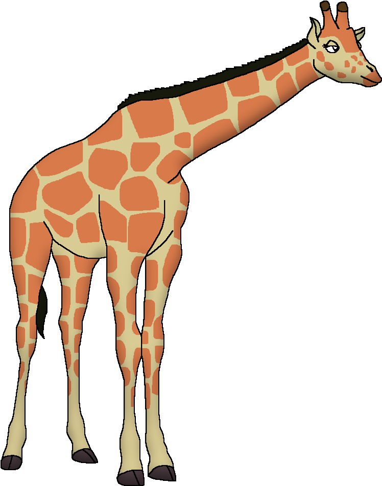 Cartoon Giraffe Standing Side View PNG Image