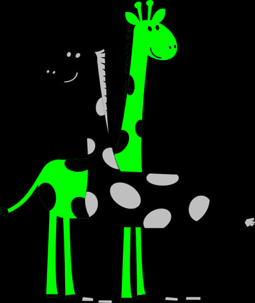 Cartoon Giraffeon Black Background PNG Image