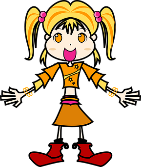 Cartoon Girl Character Vector PNG Image