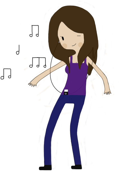 Cartoon Girl Dancingto Music PNG Image