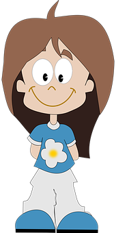 Cartoon Girl Flower Shirt PNG Image