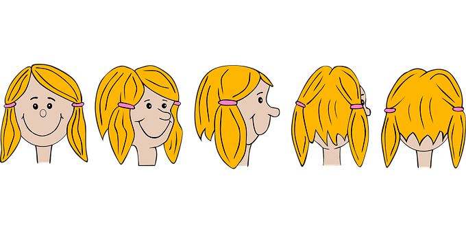 Cartoon Girl Hair Stages PNG Image