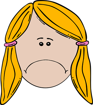 Cartoon Girl Sad Face PNG Image