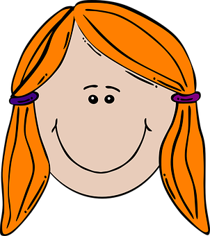 Cartoon Girl Smiling Face PNG Image