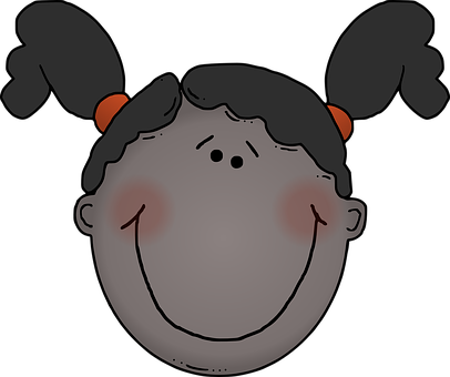 Cartoon Girl Smiling Face PNG Image