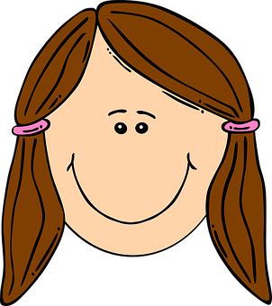 Cartoon Girl Smiling Face PNG Image