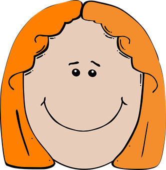 Cartoon Girl Smiling Orange Hair PNG Image