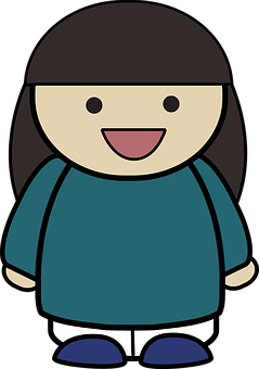 Cartoon Girl Smiling Vector PNG Image