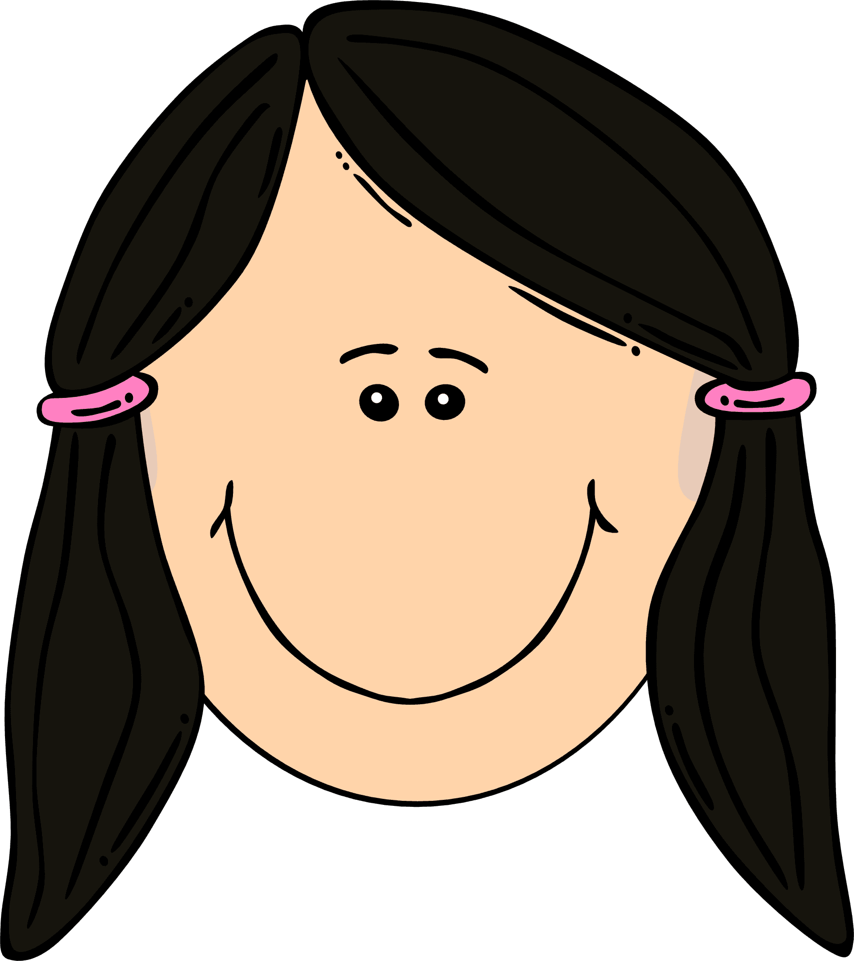 Cartoon Girl Smiling With Pigtails.png PNG Image