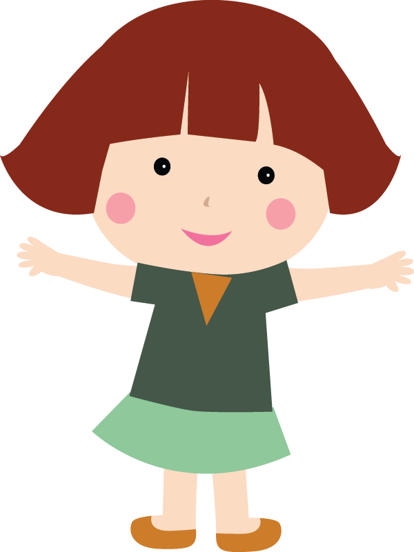 Cartoon Girl Spreading Arms PNG Image