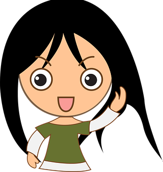 Cartoon Girl Waving PNG Image