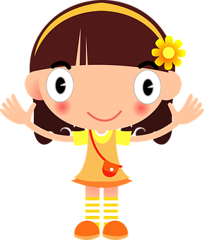 Cartoon Girl Waving Hello PNG Image