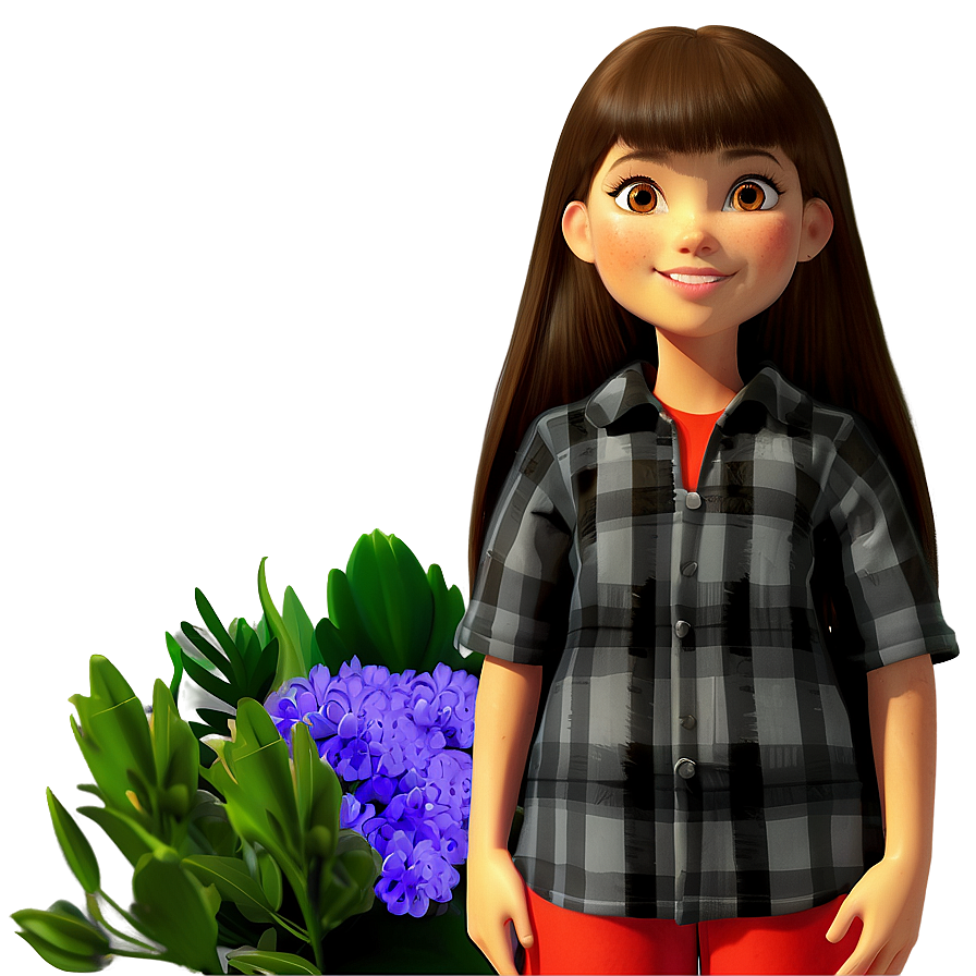 Cartoon Girl With Flowers Png 57 PNG Image