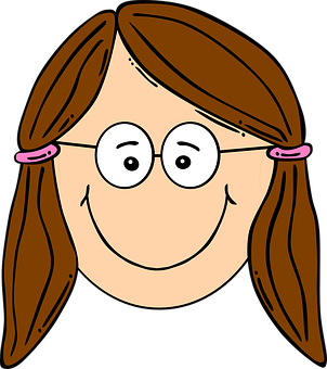 Cartoon Girl With Glasses PNG Image