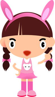 Cartoon Girlin Bunny Costume PNG Image