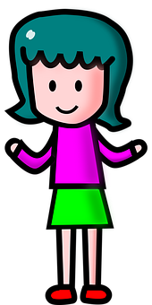 Cartoon Girlin Colorful Outfit PNG Image