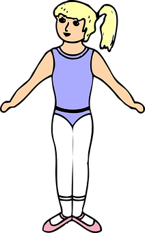 Cartoon Girlin Gymnastics Attire PNG Image