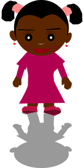 Cartoon Girlin Pink Dress PNG Image