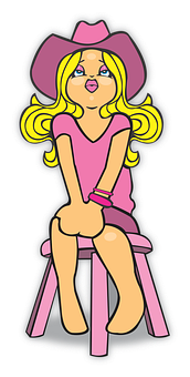 Cartoon Girlin Pink Outfit PNG Image