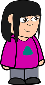 Cartoon Girlin Pink Shirt PNG Image