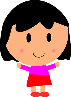 Cartoon Girlin Pinkand Red PNG Image