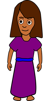 Cartoon Girlin Purple Dress PNG Image