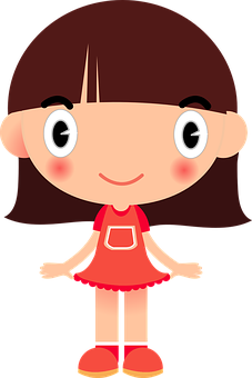 Cartoon Girlin Red Dress PNG Image