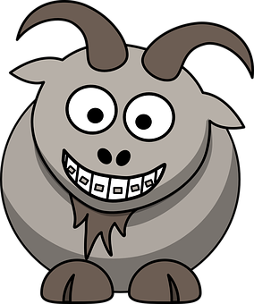 Cartoon Goat Character Smiling PNG Image