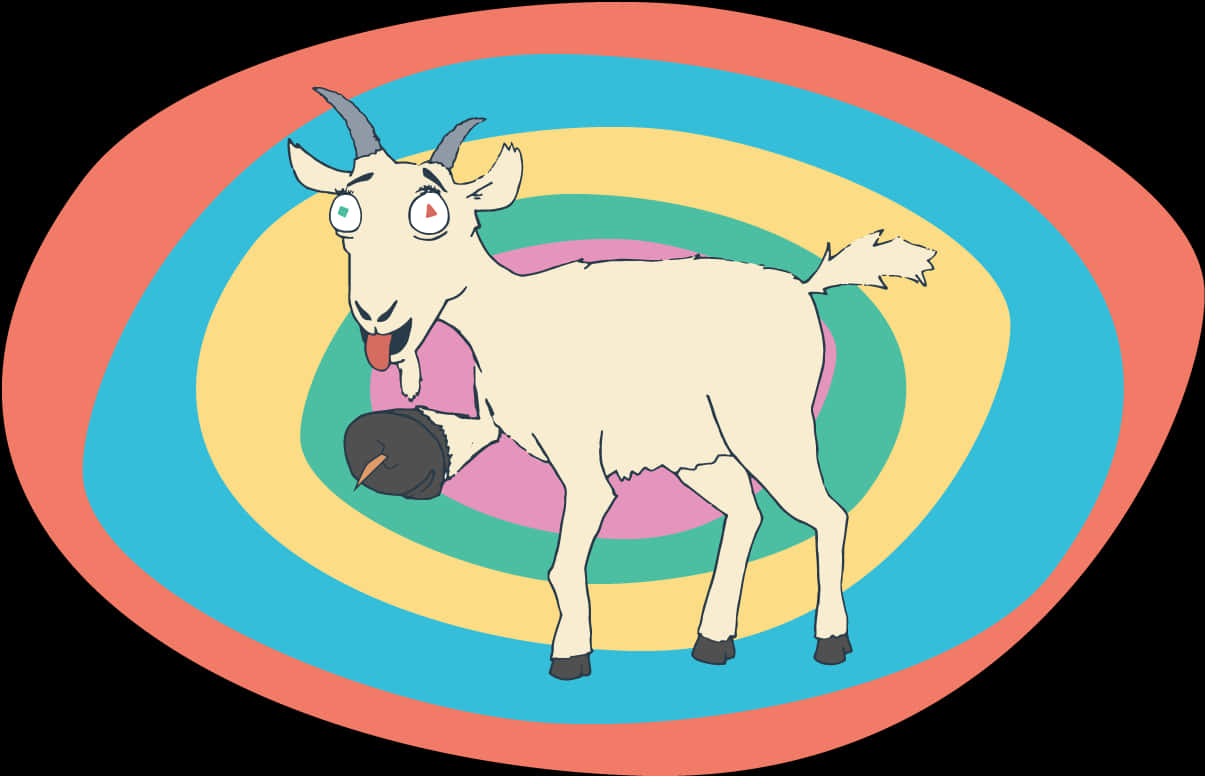 Cartoon Goat Rainbow Background PNG Image