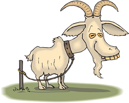 Cartoon Goat Tied To Post PNG Image