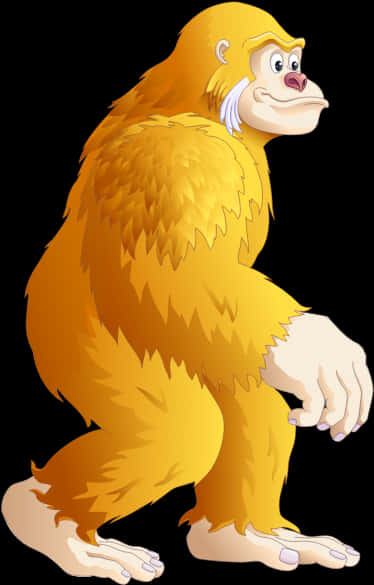 Cartoon Golden Ape Illustration PNG Image