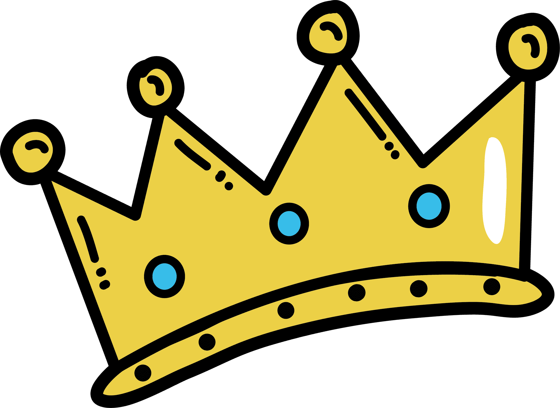 Cartoon Golden Crown Transparent Background PNG Image