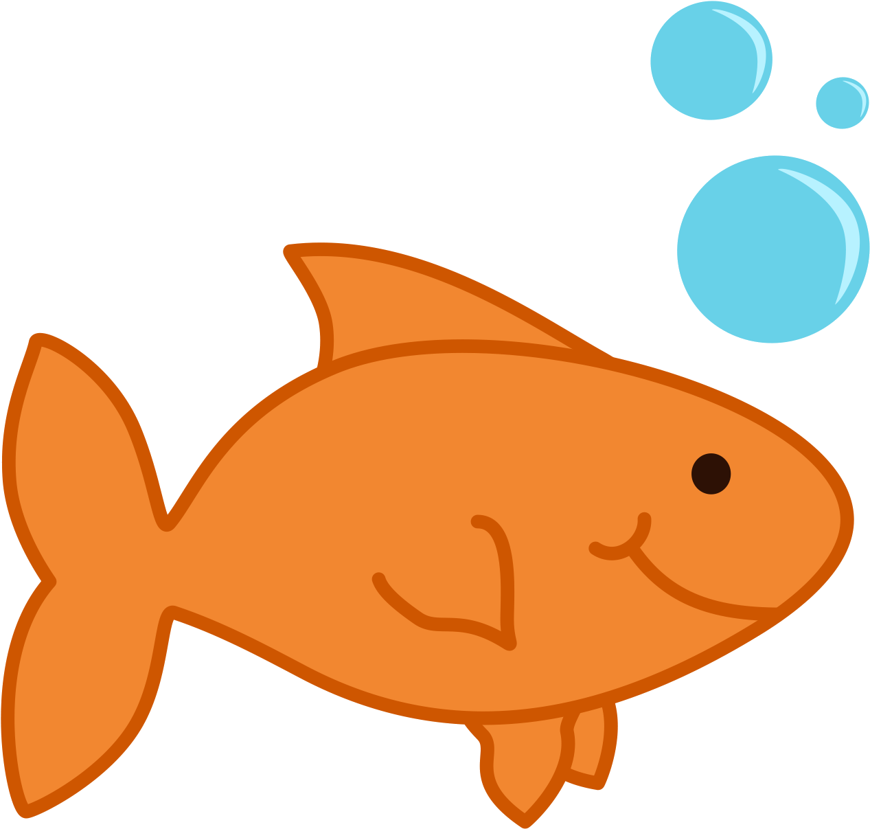 Cartoon Goldfish Swimming PNG Image