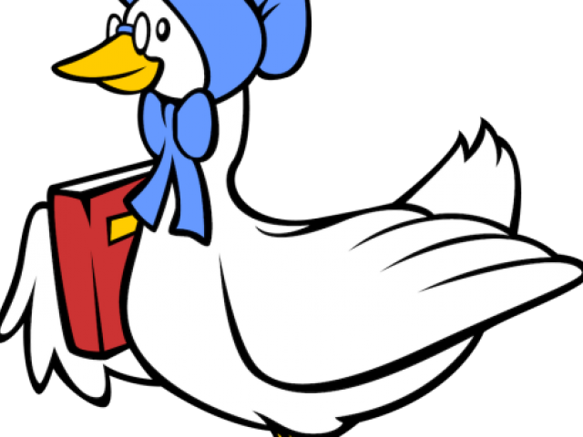 Cartoon Goose Reading Book PNG Image