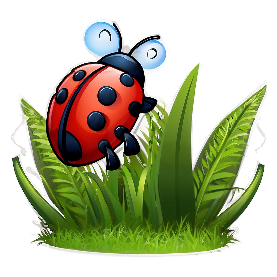 Cartoon Grass With Ladybug Png 7 PNG Image