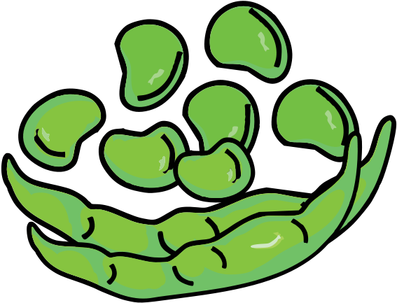 Cartoon Green Beans Vector PNG Image