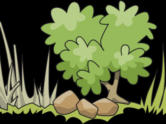 Cartoon Green Bush Vector PNG Image