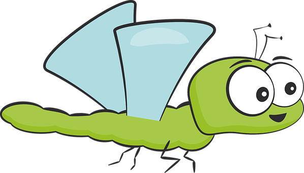 Cartoon Green Flying Insect PNG Image