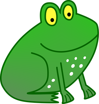 Cartoon Green Frog Smiling PNG Image