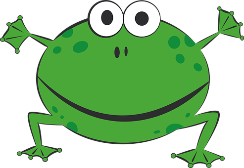 Cartoon Green Frog Smiling PNG Image