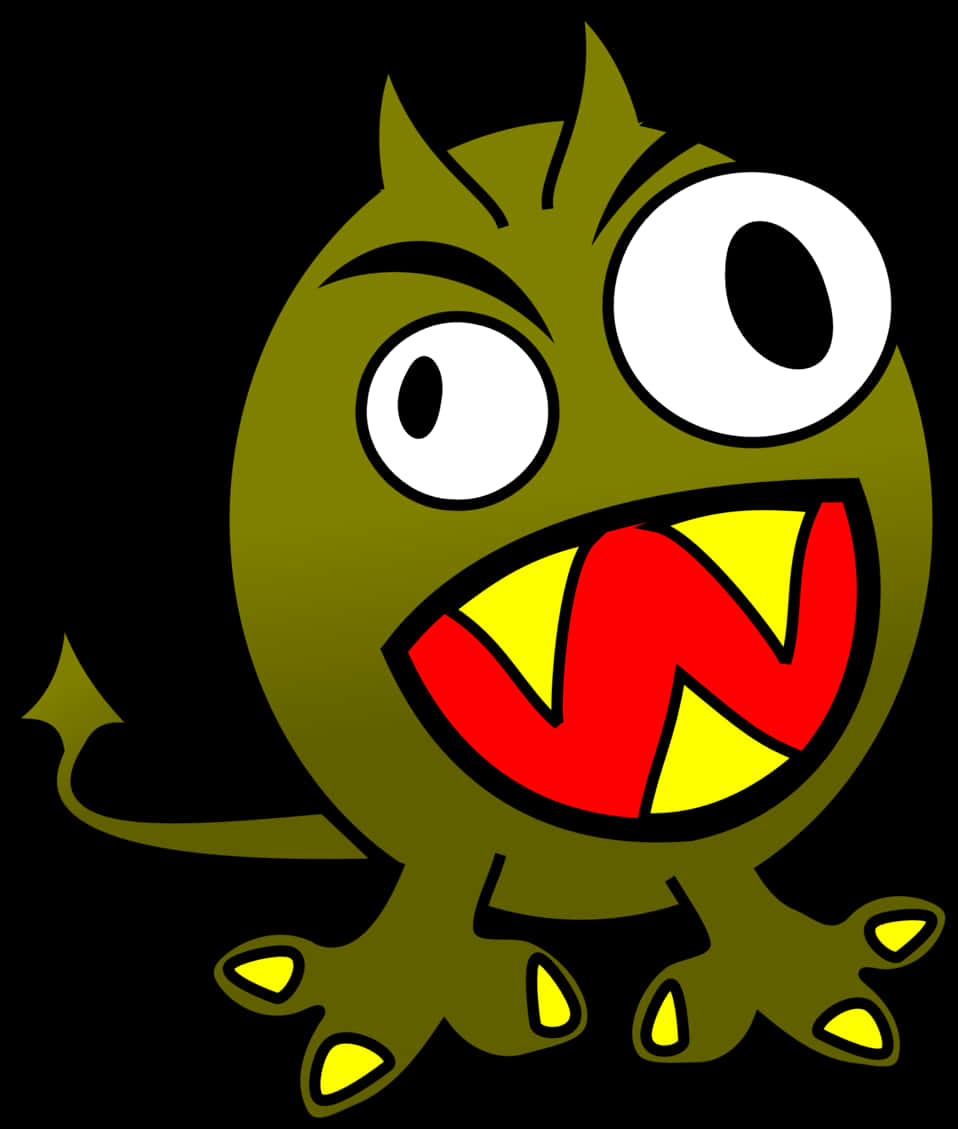 Cartoon Green Monster Illustration PNG Image