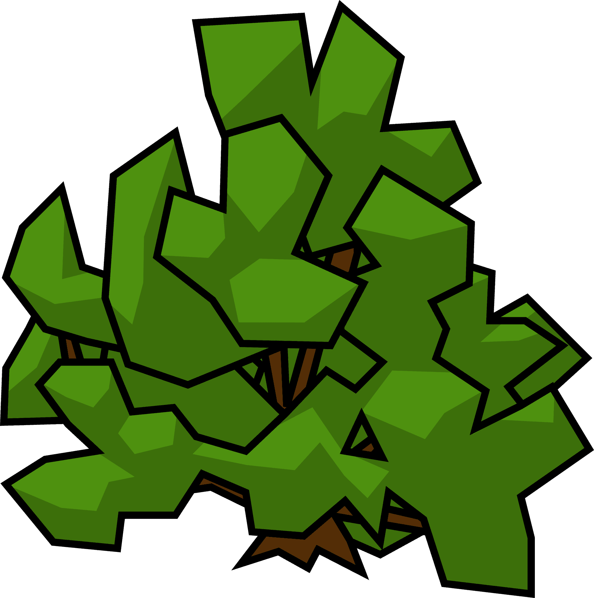 Cartoon Green Shrub Illustration PNG Image