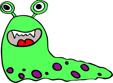 Cartoon Green Slug Alien PNG Image